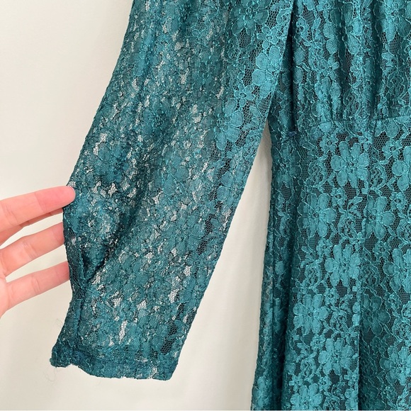 Vintage All That Jazz 80s 90s Emerald Green Full Lace Grunge Goth Gypsy Dress - Picture 9 of 13